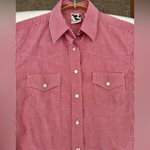 Rockies Red & White Gingham Western Snap-front Shirt – Size Small